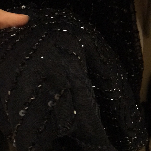 Adrianna Papell Art Deco Beaded Blouson Gown in Navy - Picture 10 of 11